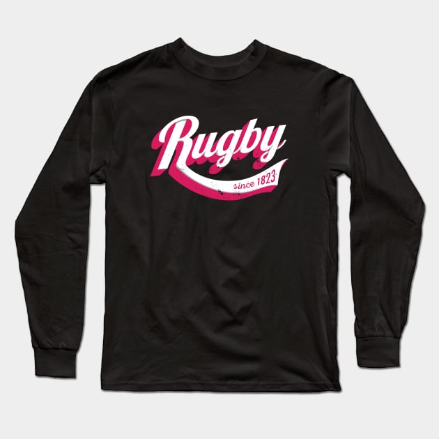 Cool rugby logo distressed Long Sleeve T-Shirt by atomguy